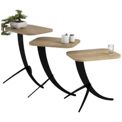 Tavolini Da Salotto > Dmora Tavolino da Salotto Marrone Rovere Nero Modulabile 3 Vani 70x70x38h cm, Forma Rotondo - Gignese Nero, Marrone Rovere