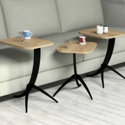 Tavolini Da Salotto > Dmora Tavolino da Salotto Marrone Rovere Nero Modulabile 3 Vani 70x70x38h cm, Forma Rotondo - Gignese Nero, Marrone Rovere