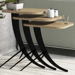 Tavolini Da Salotto > Dmora Tavolino da Salotto Marrone Rovere Nero Modulabile 3 Vani 70x70x38h cm, Forma Rotondo - Gignese Nero, Marrone Rovere