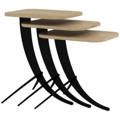 Tavolini Da Salotto > Dmora Tavolino da Salotto Marrone Rovere Nero Modulabile 3 Vani 70x70x38h cm, Forma Rotondo - Gignese Nero, Marrone Rovere