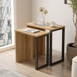 Tavolino da Salotto Marrone Rovere Nero Modulabile Forma Rettangolare 51x30x53h cm, Colore Ripiano Marrone - Carassai