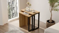 Tavolini Da Salotto > Dmora Tavolino da Salotto Marrone Rovere Nero Modulabile un Vano 80x50x32h cm, Forma Rettangolare - Paspardo Nero, Marrone Rovere