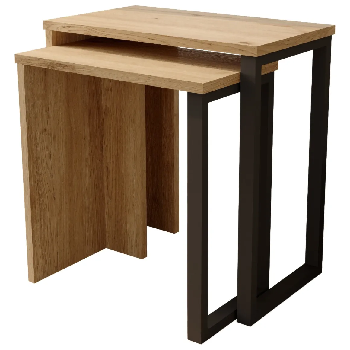Tavolino da Salotto Marrone Rovere Nero Modulabile Forma Rettangolare 51x30x53h cm, Colore Ripiano Marrone - Carassai
