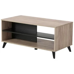 Tavolini Da Salotto > Dmora Tavolino da Salotto Marrone Rovere Nero set 3 Pezzi Forma Rettangolare 55x40x50h cm, Colore Ripiano Marrone - Crichi Nero, Marrone Rovere