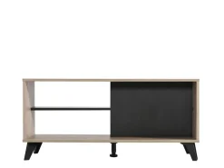 Tavolino da Salotto Marrone Rovere Nero con Piedini 2 Vani 101.5x50x47h cm, Forma Rettangolare - Priola