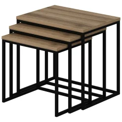Tavolini Da Salotto > Dmora Tavolino da Salotto Marrone Rovere Nero set 3 Pezzi Forma Rettangolare 55x40x50h cm, Colore Ripiano Marrone - Crichi Nero, Marrone Rovere