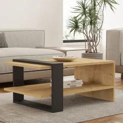 Tavolini Da Salotto > Dmora Tavolino da Salotto 2 Vani Forma Rettangolare 30x30x54h cm, Sfumatura Colore Ripiano Rovere Nodi - Serino Marrone Rovere Nodi