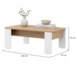 Tavolini Da Salotto > Dmora Tavolino da Salotto Marrone Rovere Nodi Bianco Opaco Forma Rettangolare Colore Ripiano Marrone 90x50x43h cm, Colore Struttura Bianco - Riposto Bianco Opaco, Marrone Rovere Nodi