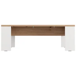 Tavolini Da Salotto > Dmora Tavolino da Salotto Marrone Rovere Nodi Bianco Opaco Forma Rettangolare Colore Ripiano Marrone 90x50x43h cm, Colore Struttura Bianco - Riposto Bianco Opaco, Marrone Rovere Nodi