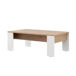 Tavolini Da Salotto > Dmora Tavolino da Salotto Marrone Rovere Nodi Bianco Opaco Forma Rettangolare Colore Ripiano Marrone 90x50x43h cm, Colore Struttura Bianco - Riposto Bianco Opaco, Marrone Rovere Nodi