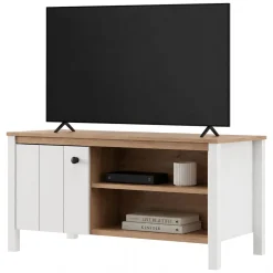 Tavolini Da Salotto > Dmora Tavolino da Salotto Marrone Rovere Nodi Bianco Piano Effetto Doghe Forma Quadrato 67x67x43h cm, Colore Ripiano Marrone - Magre Bianco, Marrone Rovere Nodi