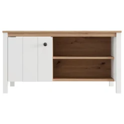 Tavolino da Salotto Marrone Rovere Nodi Bianco Opaco con Piedini 3 Vani 101x55x53h cm, Forma Rettangolare - Rivod
