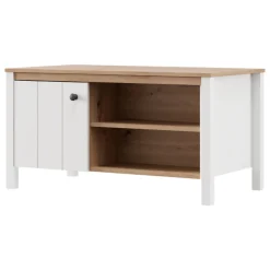 Tavolino da Salotto Marrone Rovere Nodi Bianco Opaco con Piedini 3 Vani 101x55x53h cm, Forma Rettangolare - Rivod