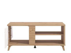 Tavolini Da Salotto > Dmora Tavolino da Salotto Cassetti con Piedini 50x100x43h cm, 3 Vani - Fairbury Marrone Rovere Nodi