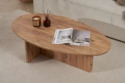 Tavolino da Salotto Marrone Rovere Nodi Forma Ovale Materiale Piano in Legno Nobilitato 120x65x40h cm, Colore Ripiano Marrone - Parona