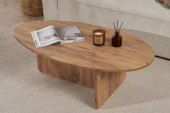 Tavolino da Salotto Marrone Rovere Nodi Forma Ovale Materiale Piano in Legno Nobilitato 120x65x40h cm, Colore Ripiano Marrone - Parona