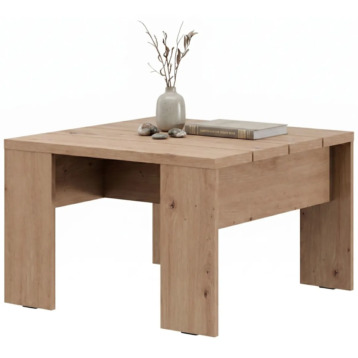 Tavolini Da Salotto > Dmora Tavolino da Salotto Forma Rettangolare Colore Ripiano Marrone 120x67x43h cm, Sfumatura Colore Struttura Rovere Nodi - Bertona Marrone Rovere Nodi
