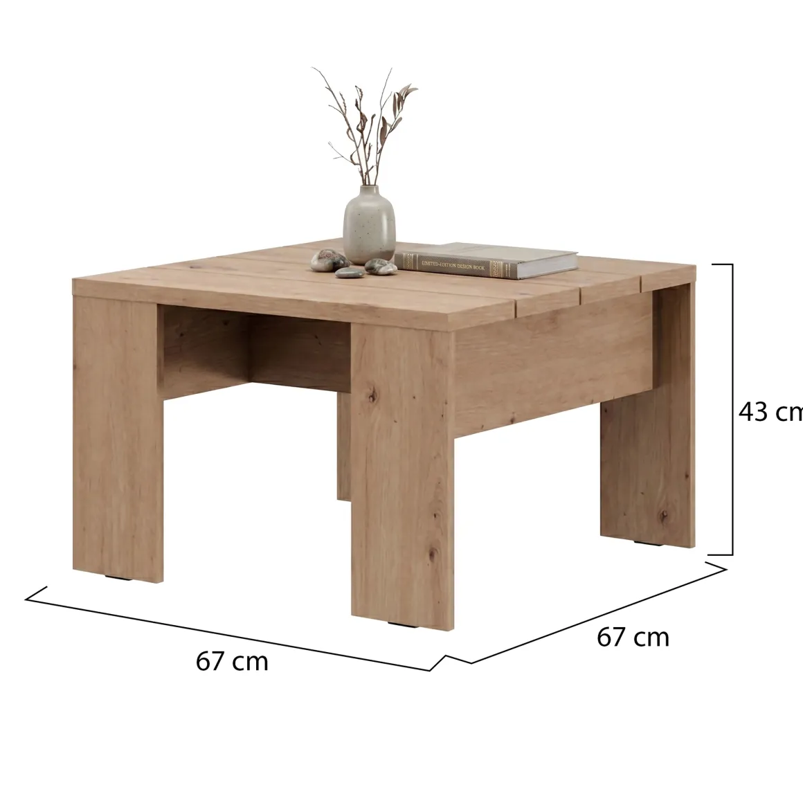 Tavolini Da Salotto > Dmora Tavolino da Salotto Forma Rettangolare Colore Ripiano Marrone 120x67x43h cm, Sfumatura Colore Struttura Rovere Nodi - Bertona Marrone Rovere Nodi