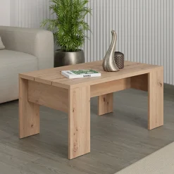 Tavolini Da Salotto > Dmora Tavolino da Salotto Forma Rettangolare Materiale Piano in Legno Nobilitato 120x45x30h cm, Colore Ripiano Marrone - Marmorito Marrone Rovere Nodi