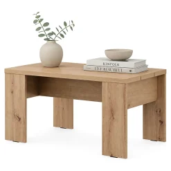 Tavolini Da Salotto > Dmora Tavolino da Salotto Forma Rettangolare Materiale Piano in Legno Nobilitato 120x45x30h cm, Colore Ripiano Marrone - Marmorito Marrone Rovere Nodi