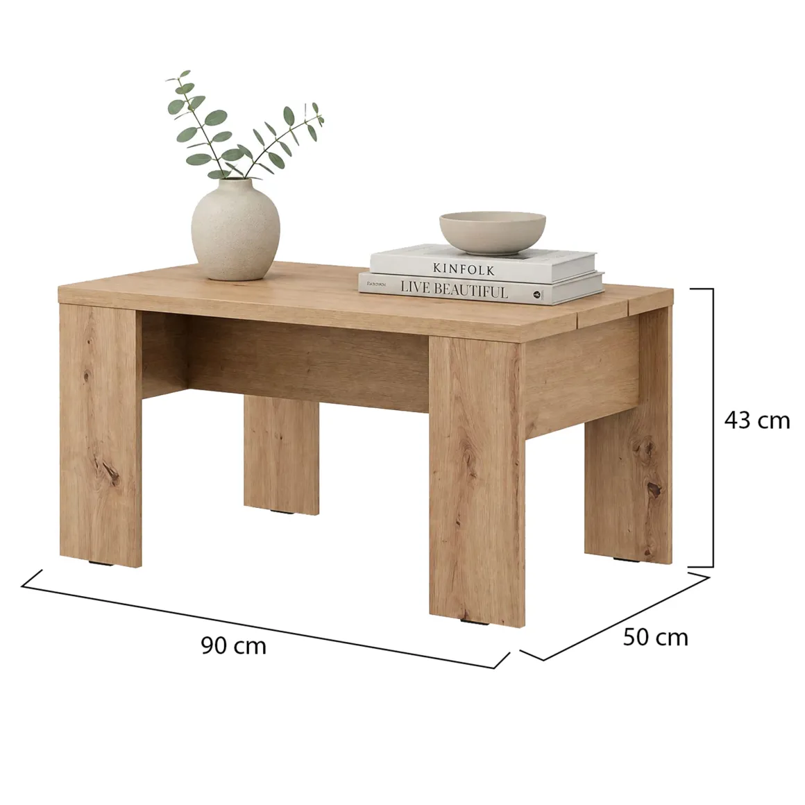 Tavolini Da Salotto > Dmora Tavolino da Salotto Forma Rettangolare Materiale Piano in Legno Nobilitato 120x45x30h cm, Colore Ripiano Marrone - Marmorito Marrone Rovere Nodi