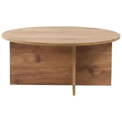 Tavolino da Salotto Marrone Rovere Nodi Forma Rotondo Materiale Piano in Legno Nobilitato 90x90x40h cm, Colore Ripiano Marrone - Simbario