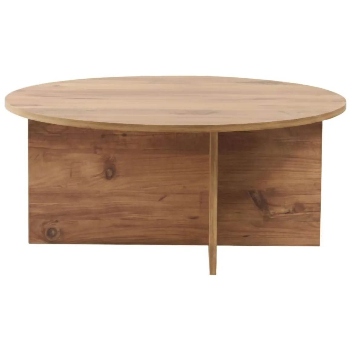 Tavolino da Salotto Marrone Rovere Nodi Forma Rotondo Materiale Piano in Legno Nobilitato 90x90x40h cm, Colore Ripiano Marrone - Simbario