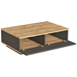 Tavolino da Salotto Marrone Rovere Nodi Nero Antracite 2 Vani Forma Rettangolare 90x60x29h cm, Colore Ripiano Marrone - Babila