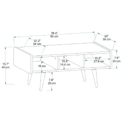 Tavolino da Salotto Marrone Rovere Nodi Nero con Piedini 3 Vani 90x56x40h cm, Forma Rettangolare - Mangone