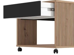 Tavolini Da Salotto > Dmora Tavolino da Salotto Marrone Rovere Nodi Nero con Piedini un Vano 101x55x46h cm, Forma Rettangolare - Cunico Nero, Marrone Rovere Nodi