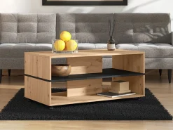 Tavolini Da Salotto > Dmora Tavolino da Salotto Marrone Rovere Nodi Nero un Cassetto con Piedini 100x60x4h cm, un Vano - Kasese Nero, Marrone Rovere Nodi