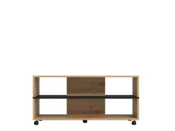 Tavolino da Salotto Marrone Rovere Nodi Nero con Ruote 2 Vani 101x54.5x47.5h cm, Forma Rettangolare - Erice