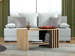 Tavolino da Salotto Marrone Rovere Nodi Nero un Vano Forma Rettangolare 90x49.5x45.5h cm, Colore Ripiano Marrone - Tricerro