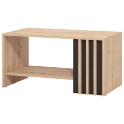 Tavolino da Salotto Marrone Rovere Nodi Nero un Vano Forma Rettangolare 90x49.5x45.5h cm, Colore Ripiano Marrone - Tricerro