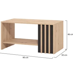 Tavolino da Salotto Marrone Rovere Nodi Nero un Vano Forma Rettangolare 90x49.5x45.5h cm, Colore Ripiano Marrone - Tricerro