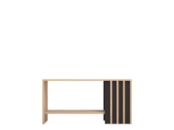 Tavolino da Salotto Marrone Rovere Nodi Nero un Vano Forma Rettangolare 90x49.5x45.5h cm, Colore Ripiano Marrone - Tricerro