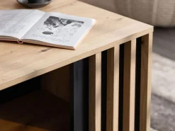 Tavolino da Salotto Marrone Rovere Nodi Nero un Vano Forma Rettangolare 90x49.5x45.5h cm, Colore Ripiano Marrone - Tricerro