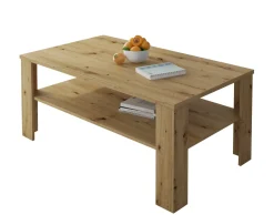 Tavolini Da Salotto > Dmora Tavolino da Salotto un Vano Forma Rettangolare 124x60x45h cm, Sfumatura Colore Ripiano Rovere Nodi - Pella Marrone Rovere Nodi