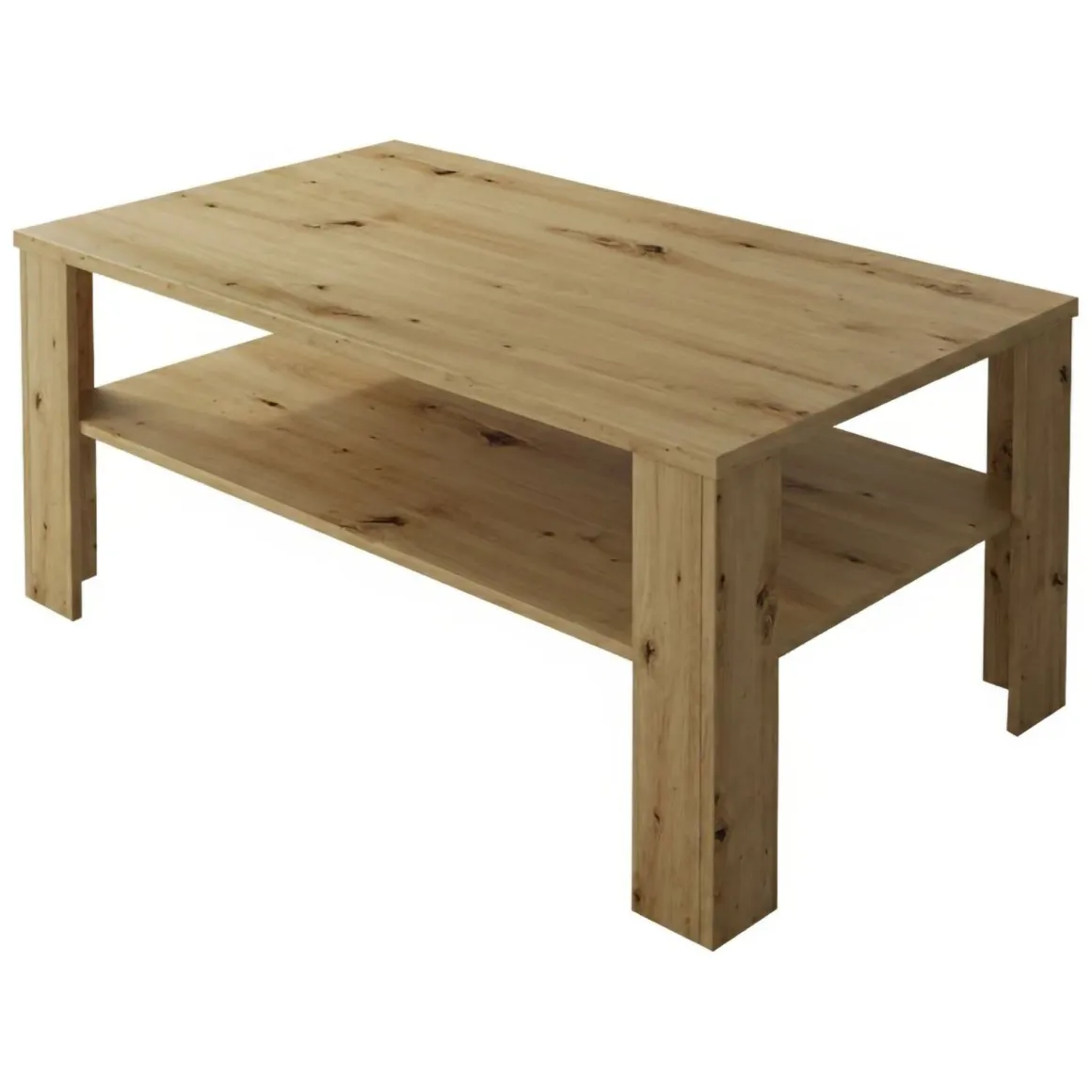 Tavolini Da Salotto > Dmora Tavolino da Salotto un Vano Forma Rettangolare 124x60x45h cm, Sfumatura Colore Ripiano Rovere Nodi - Pella Marrone Rovere Nodi