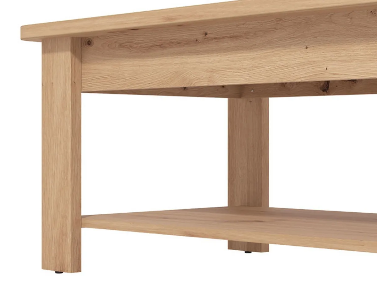Tavolini Da Salotto > Dmora Tavolino da Salotto un Vano Forma Rettangolare 124x60x45h cm, Sfumatura Colore Ripiano Rovere Nodi - Pella Marrone Rovere Nodi