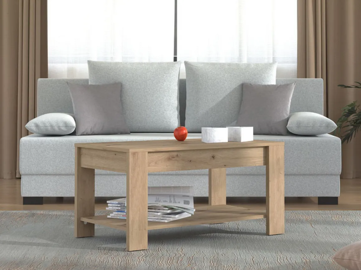 Tavolino da Salotto Marrone Rovere Nodi un Vano Forma Rettangolare 90x49.5x45.5h cm, Sfumatura Colore Ripiano Rovere Nodi - Signa