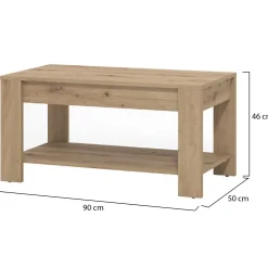 Tavolino da Salotto Marrone Rovere Nodi un Vano Forma Rettangolare 90x49.5x45.5h cm, Sfumatura Colore Ripiano Rovere Nodi - Signa
