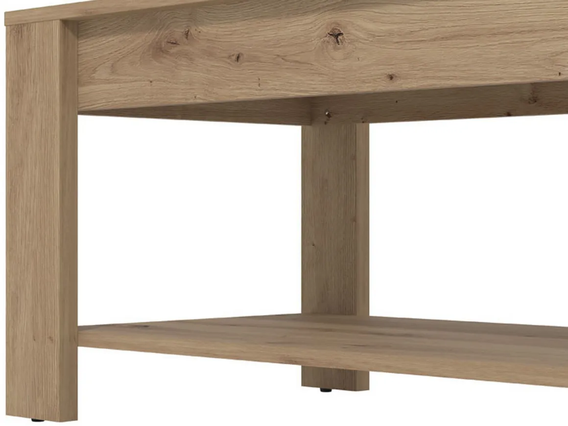 Tavolino da Salotto Marrone Rovere Nodi un Vano Forma Rettangolare 90x49.5x45.5h cm, Sfumatura Colore Ripiano Rovere Nodi - Signa