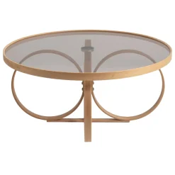 Tavolini Da Salotto|Salotto > Dmora Tavolino da Salotto Portariviste Forma Circolare 92x92x36h cm, Sfumatura Colore Struttura Rovere - Califfi Marrone Rovere