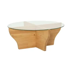 Tavolini Da Salotto|Salotto > Dmora Tavolino da Salotto Portariviste Forma Circolare 92x92x36h cm, Sfumatura Colore Struttura Rovere - Califfi Marrone Rovere