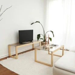 Tavolino da Salotto Marrone Rovere Portariviste Forma Rettangolare 85x55x40h cm, Sfumatura Colore Struttura Rovere - Aldino