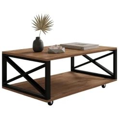 Tavolini Da Salotto > Dmora Tavolino da Salotto Marrone Rovere Scuro Nero set 3 Pezzi 3 Vani 70x70x38h cm, Forma Rotondo - Gignese Nero, Marrone Rovere scuro