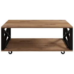 Tavolini Da Salotto > Dmora Tavolino da Salotto Marrone Rovere Scuro Nero set 3 Pezzi 3 Vani 70x70x38h cm, Forma Rotondo - Gignese Nero, Marrone Rovere scuro