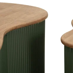Tavolino da Salotto Marrone Rovere Verde set da 2 Colore Ripiano Marrone 37x58x92h cm, Materiale Struttura in Metallo - Kashan