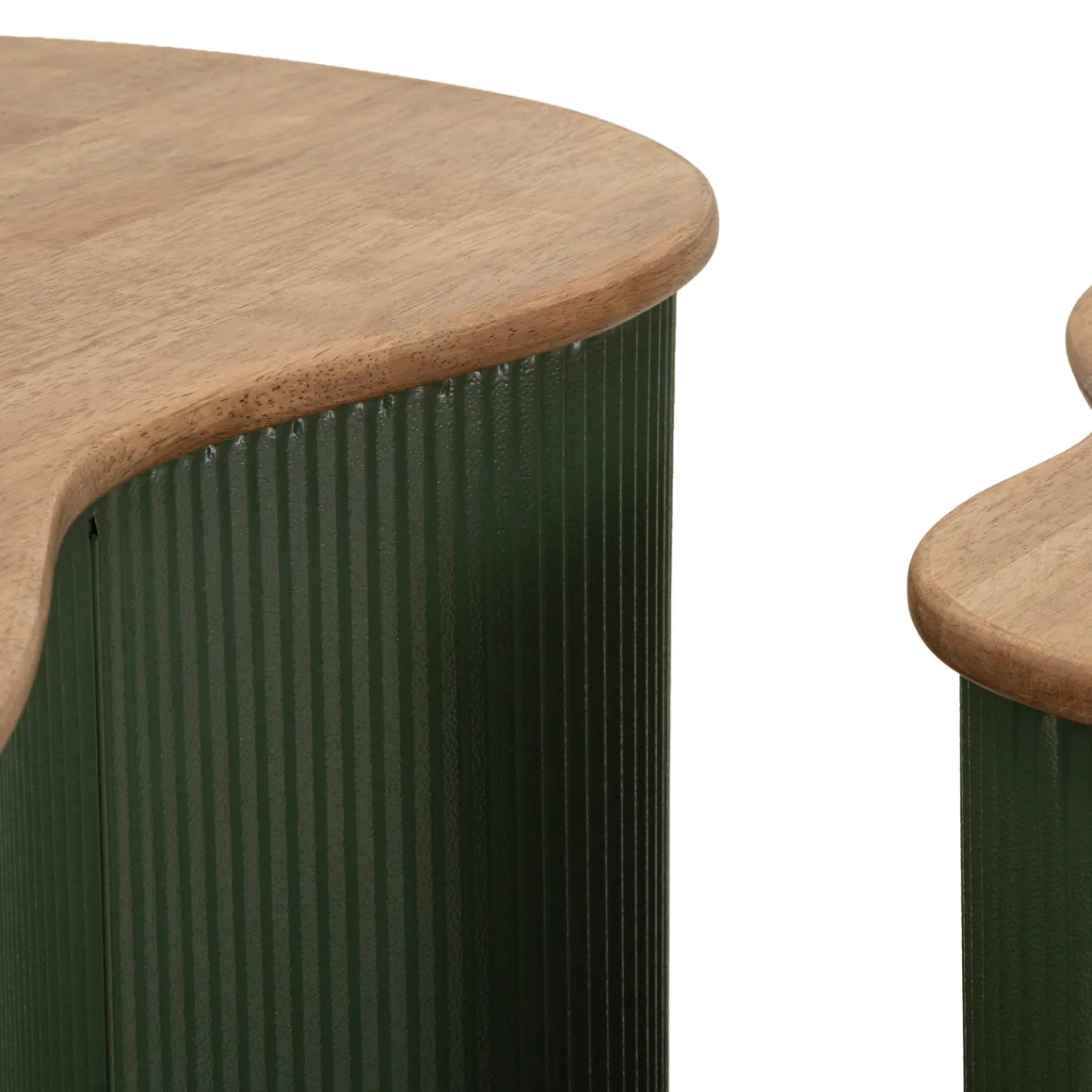 Tavolino da Salotto Marrone Rovere Verde set da 2 Colore Ripiano Marrone 37x58x92h cm, Materiale Struttura in Metallo - Kashan